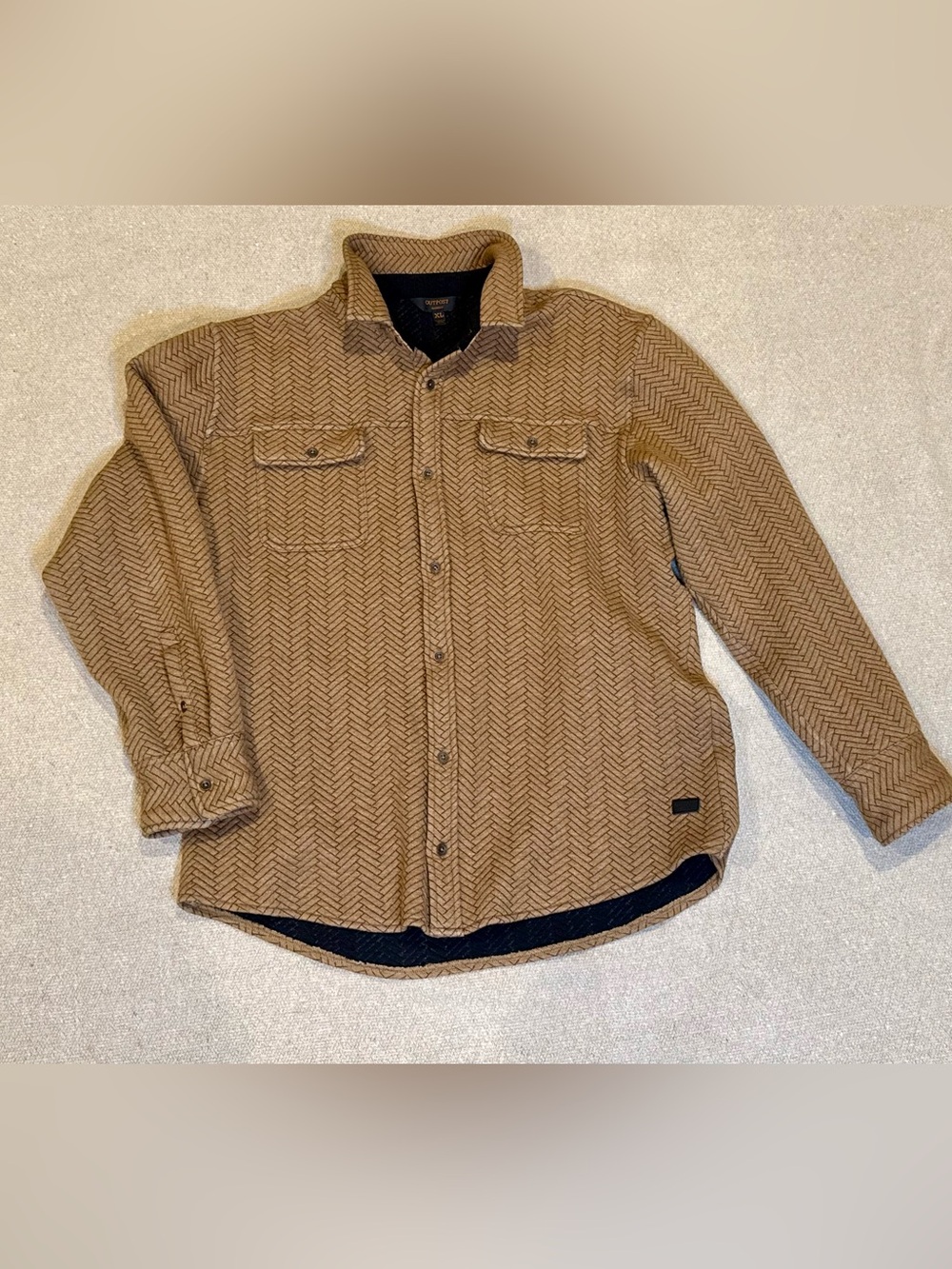 Men's Outpost Quilted Herringbone Shirt Jacket in Tan XL